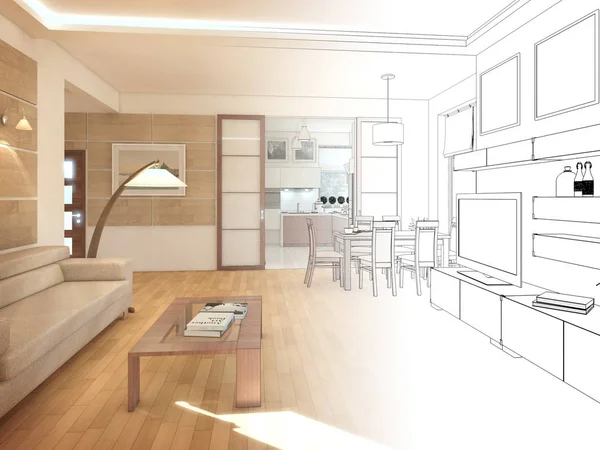 modern tasarım iç oturma odası. 3D render