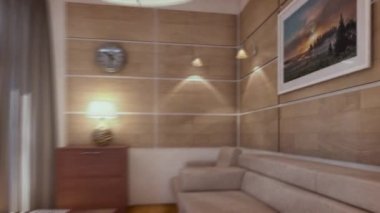 3D render. bir çatı katında modern oturma odası.