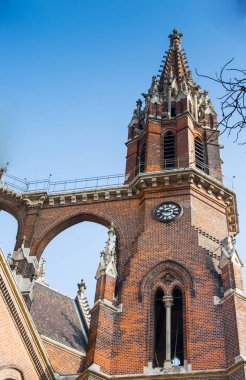 Krakow, Polonya - 27 Şubat 2017: Mariacki kilise, kilise Our Lady kabul cennet, bir tuğla Gotik kilise bitişik Main Market Square, Krakow, Polonya.