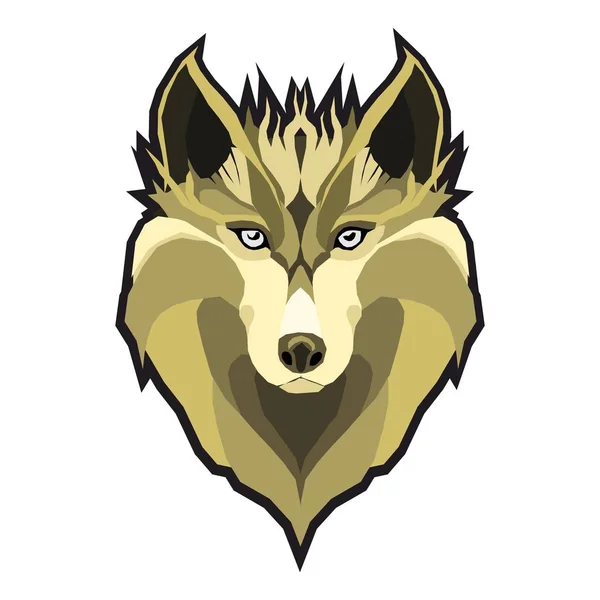 Wolfs huvud låg poly geometriska polygonal platt design stil logotyp element och företagets maskot moderna vektorillustration — Stock vektor