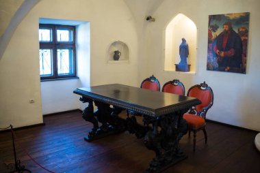 Kepek, Romanya - 19 Kasım 2016: İç Drakula Şatosu. Drakula efsanesi bağlı çeşitli mekanlar arasında.