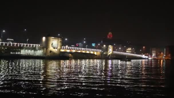 Ponte sul Bosforo di notte istascar Turchia — Video Stock