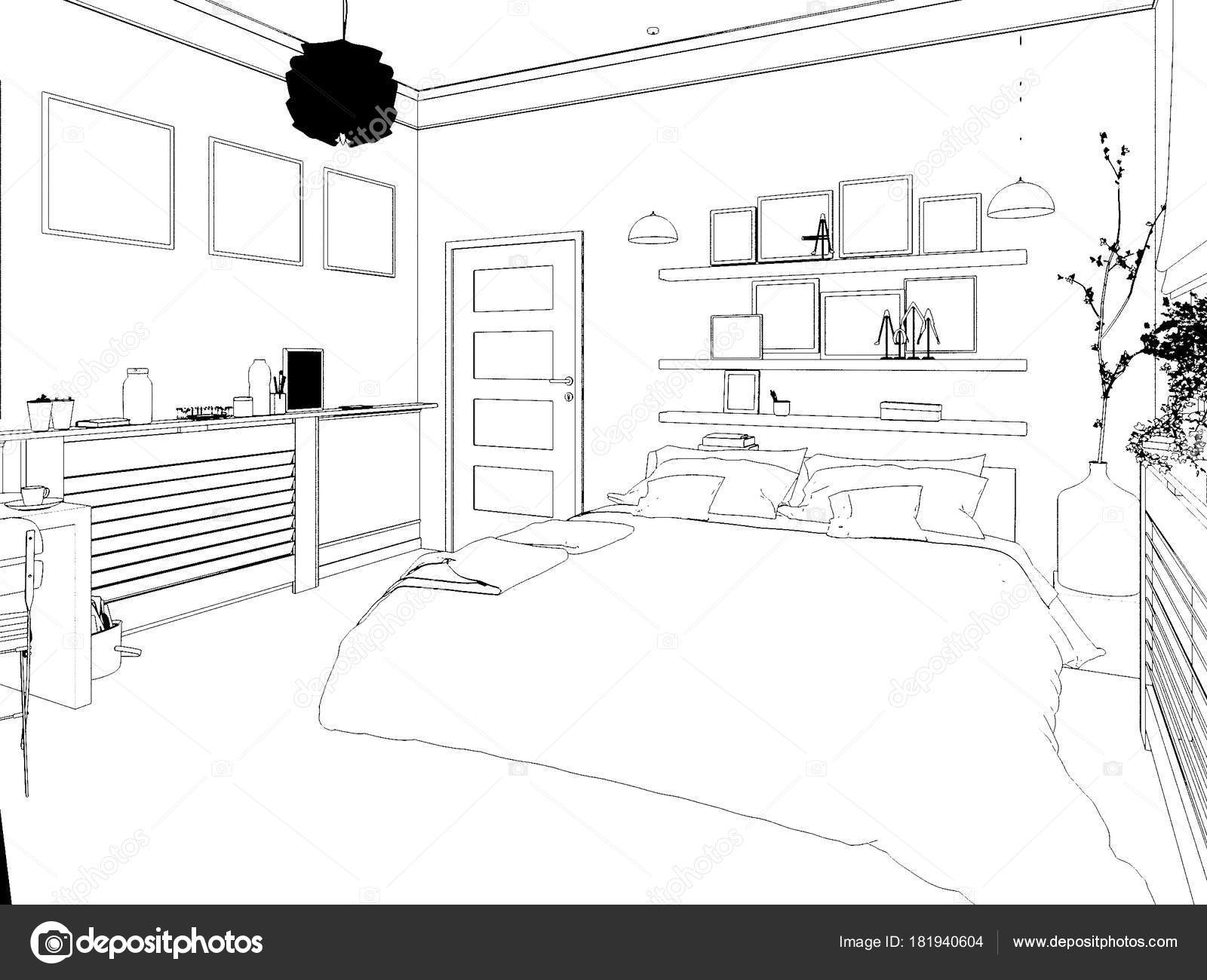 3D Rendered White Minimal Bedroom Interior Design Stock Illustration by  ©Wassiliy #181940604, image size:1600x1300