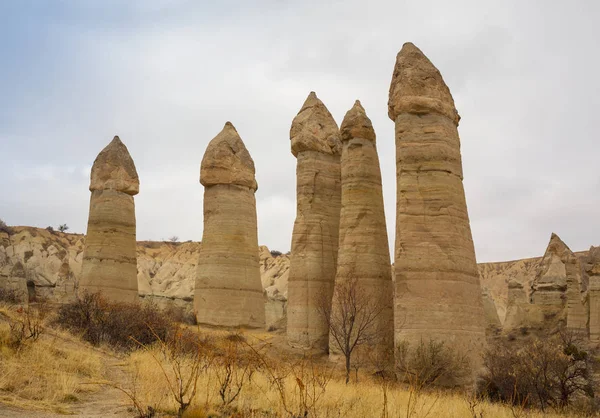 Volcanic rock formations known as Fairy Chimneys in Cappadocia, Turkey. — Stock Photo, Image