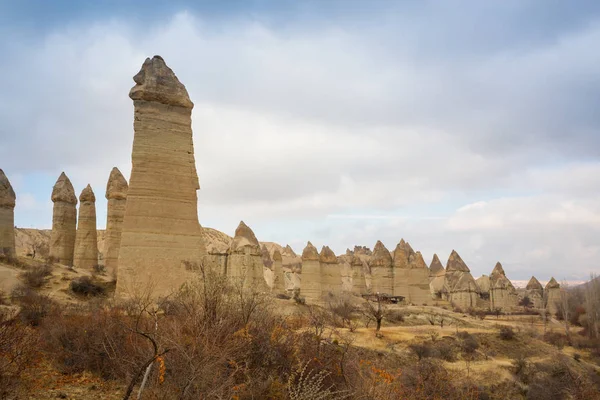 Volcanic rock formations known as Fairy Chimneys in Cappadocia, Turkey. — Stock Photo, Image