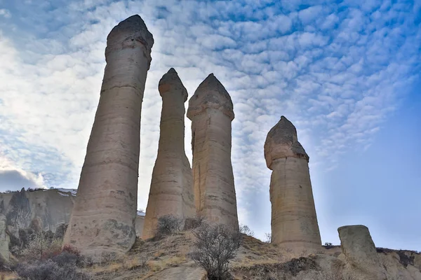 Volcanic rock formations known as Fairy Chimneys in Cappadocia, Turkey. — Stock Photo, Image