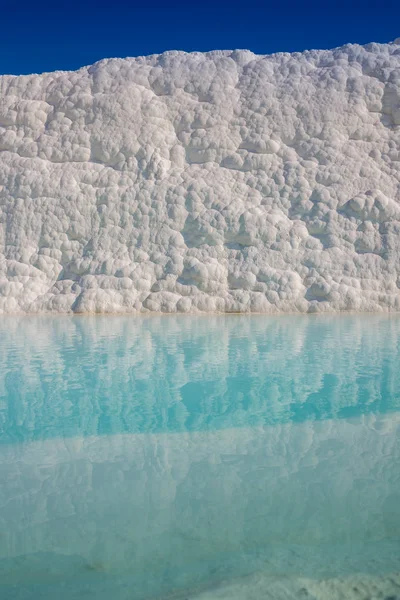 The enchanting pools of Pamukkale in Turkey. Pamukkale contains hot springs and travertines, terraces of carbonate minerals left by the flowing water. The site is a UNESCO World Heritage Site. — Stock Photo, Image