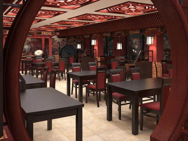 3d render of a Chinese restaurant interior — Stock Photo, Image