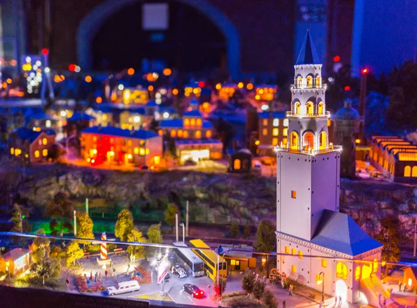 Nocturnal aerial photography of the city of arica illuminated during the night. The Grand-Mock Museum is the city of St. Petersburg. — Stock Photo, Image