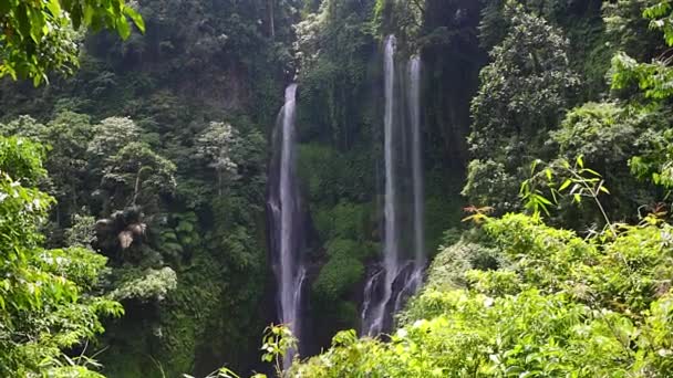 Schöner Wasserfall in Bali, Indonesien. — Stockvideo