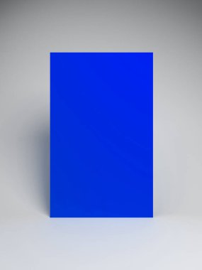 3d oluşturulmuş soyut podyum arkaplanı - Soyut, 3d oluşturulmuş mavi dikdörtgen ile beyaz arkaplan