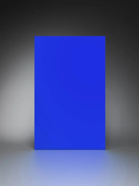 3d weergegeven abstracte podium achtergrond - Abstract, 3d weergegeven witte achtergrond met blauwe rechthoek — Stockfoto