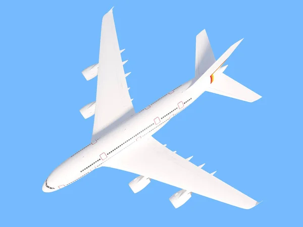Samolot na niebieskim tle. koncepcja podróży. 3d renderowanie — Zdjęcie stockowe