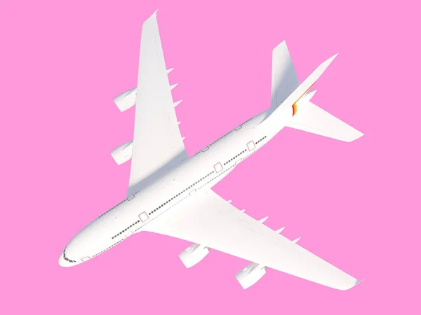 Sarı arka planda bir uçak. seyahat konsepti. 3d oluşturma — Stok fotoğraf
