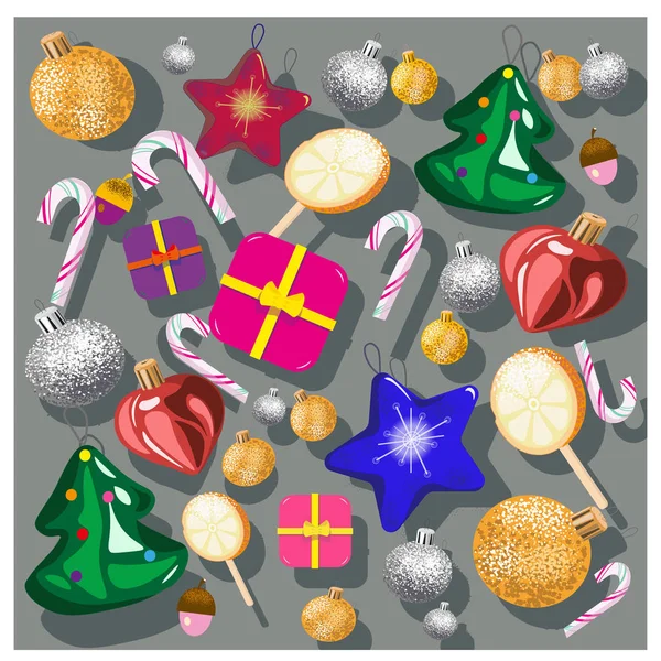 Noel ağacı oyuncakları vektör çizimi iz, arkaplan, desen