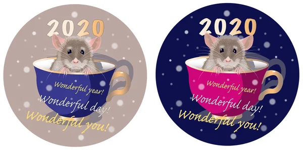 Vektör illüstrasyonu 2020 Yıllık Fare Arkaplan 2 dolar dilek 