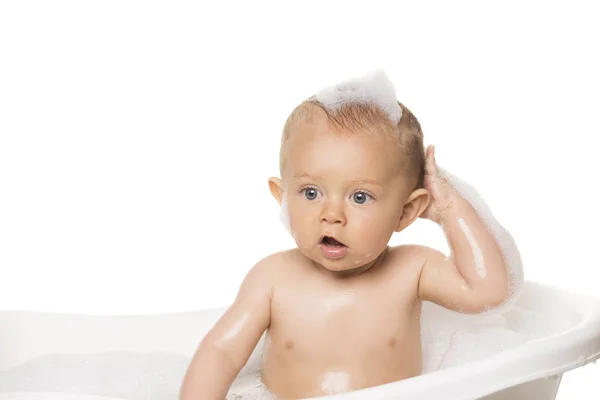 Bonito banho de bebê — Fotografia de Stock