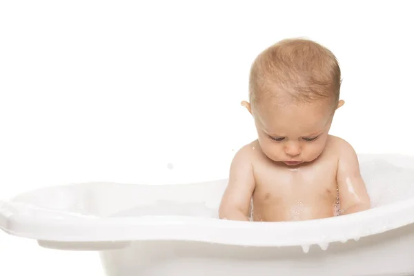 Lindo bebé baño Imagen de stock