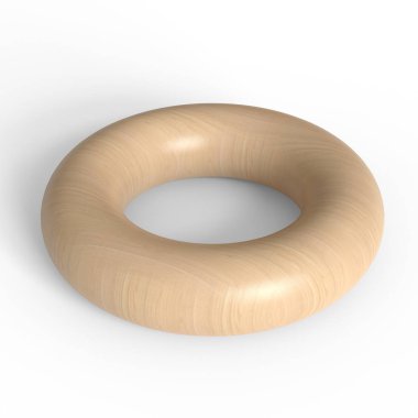 Tahta torus. Çörek geometrik şekli. Beyaz arkaplanda izole.