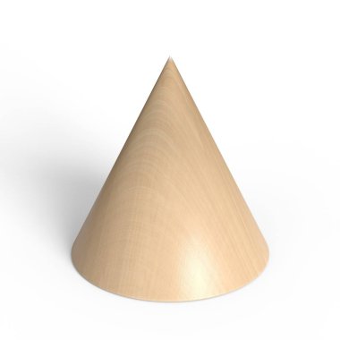 Tahta piramit. Koni geometrik şekli. Beyaz arkaplanda izole.