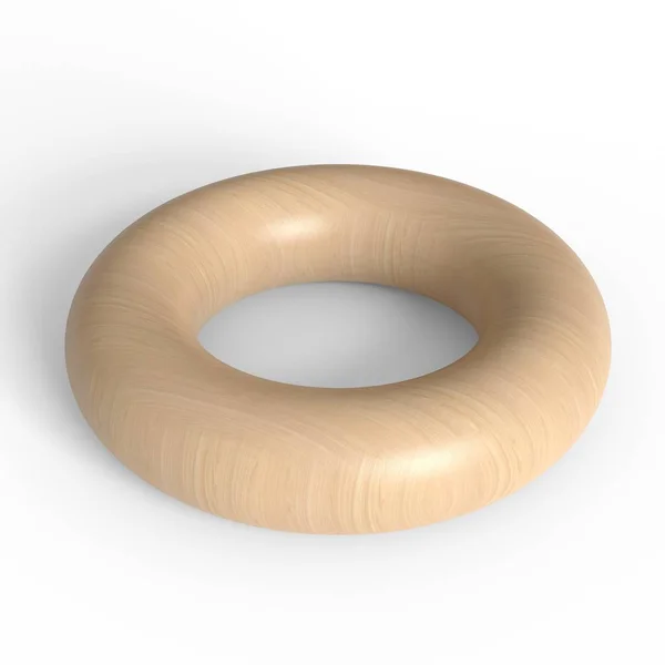 Tahta torus. Çörek geometrik şekli. Beyaz arkaplanda izole.