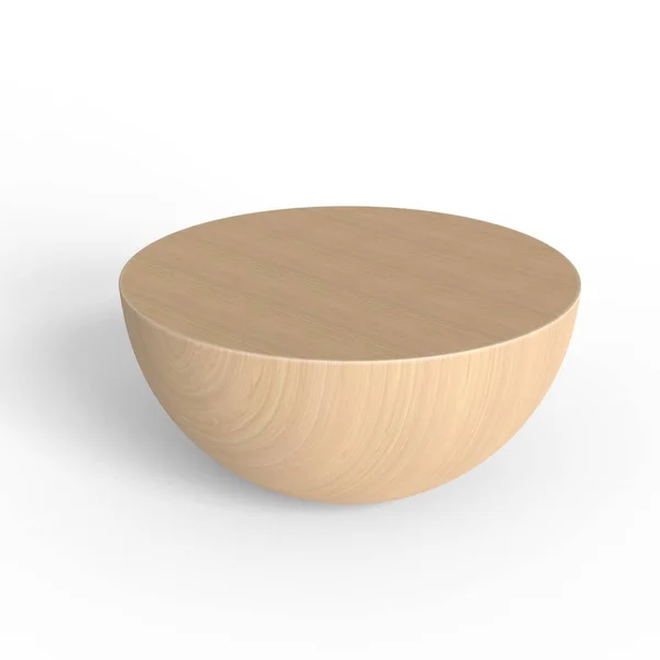 Tahta kürenin yarısı. Yarımküre. Geometrik şekil. Beyaz arkaplanda izole.