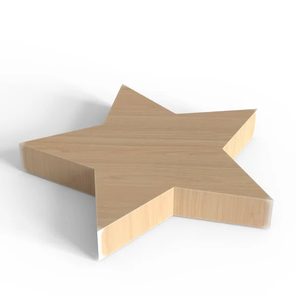 Tahta yıldız. Geometrik şekil. Beyaz arkaplanda izole.