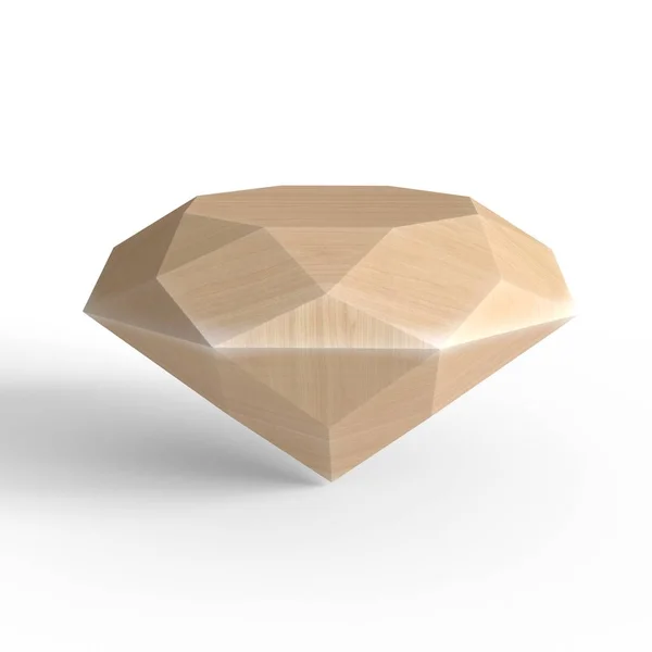 Tahta mücevher. Geometrik şekil. Beyaz arkaplanda izole.