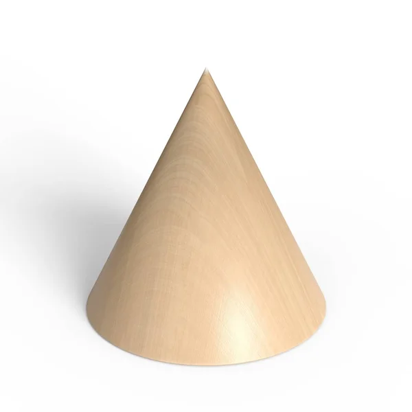 Tahta piramit. Koni geometrik şekli. Beyaz arkaplanda izole.