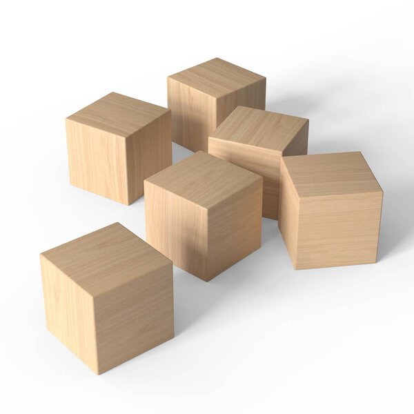 Wooden blocks. Toys mockup. Isolated on white background