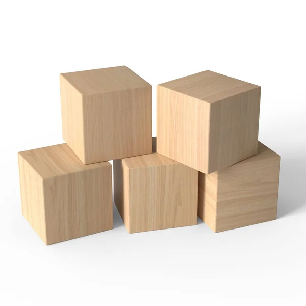 Tahta bloklar. Modelleme. Beyaz arkaplanda izole