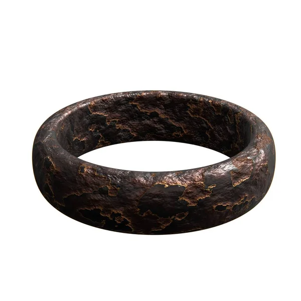 Paslı eski bir yüzük. Antika, arkeoloji parçası. İzole edilmiş