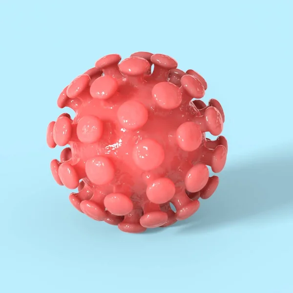 Mavi arka planda izole edilmiş Coronavirus konsepti. Covid-19 3d illüstrasyon.