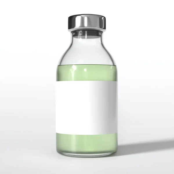 Vial Médico Blanco Con Líquido Verde Una Maqueta Ampollas Farmacia Fotos de stock