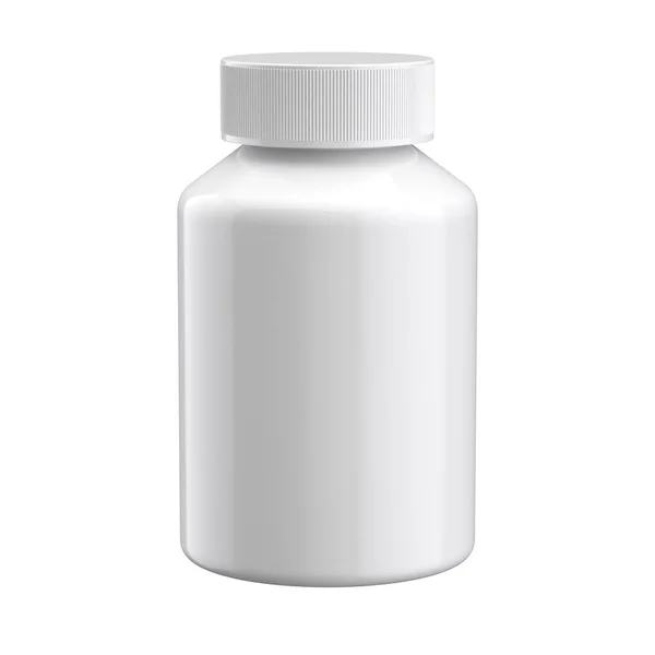 Píldoras Botella Mockup Plantilla Frasco Médico Plástico Renderizado Aislado Blanco Imágenes de stock libres de derechos