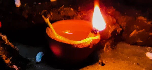 Belle Lampe Brûlante Festival Diwali Inde — Photo