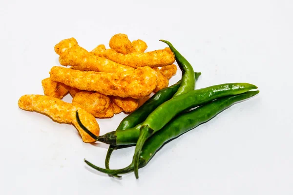 Een Schilderstuk Van Cookies Met Groene Chilies — Stockfoto