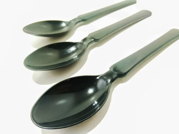 Picture Empty Black Spoon — Stock Photo, Image