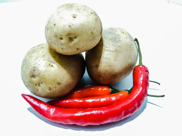 Picture Potato Red Chilies — Stock Photo, Image