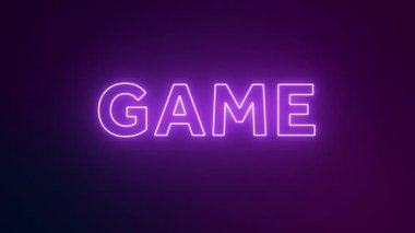 Promosyon videosu için oyun neon pankartı arka planı. Oyun konsepti