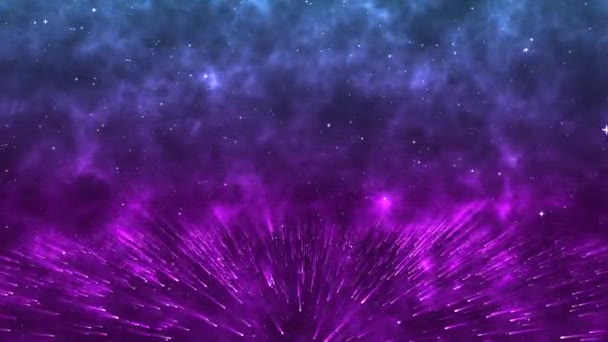抽象創造的な宇宙の背景 ハイパージャンプ別の銀河に 光の速度 運動中のネオン輝く光線 美しい花火 カラフルな爆発 ビッグバン 星々を移動する シームレスループ — ストック動画