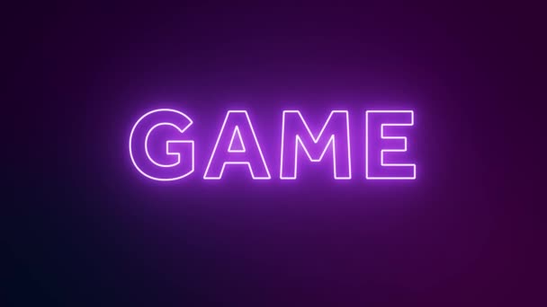 Game Neon Sign Banner Background Промо Відео Концепція Ігор — стокове відео