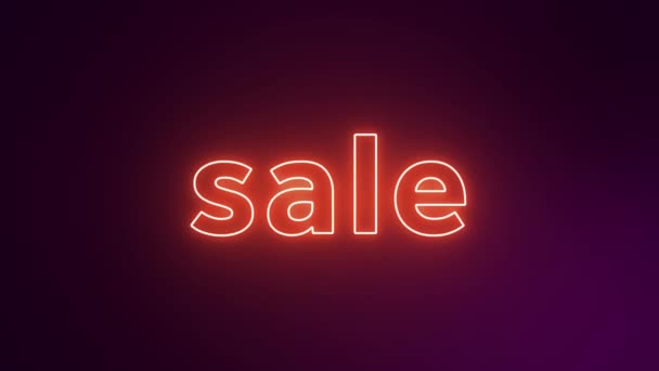 Sale Neon Sign Banner Background Promo Video Concept Sale Clearance — Stock Video