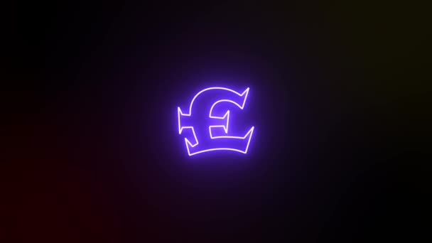 Pound Symbol Neon Sinal Banner Fundo Para Vídeo Promocional Conceito — Vídeo de Stock