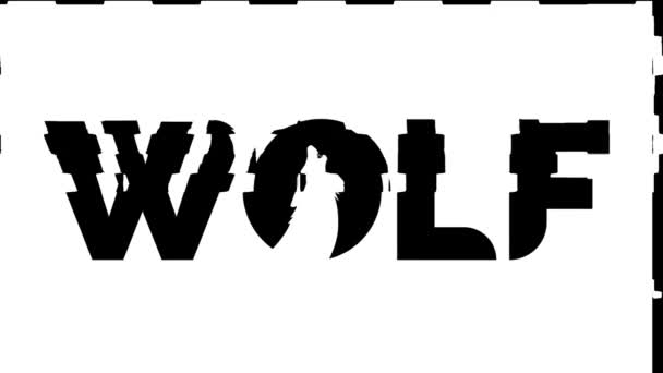 Efeito Glitch Wolf Typography Art Canal Alpha Pré Multiplicado Matted — Vídeo de Stock