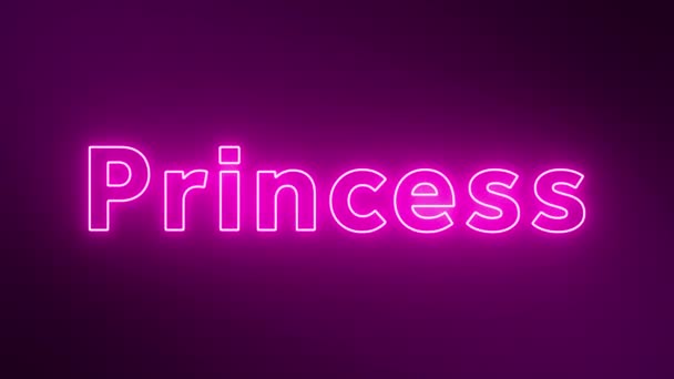 Abstract Princess Neon Sign Banner Background Promo Video — Stock Video