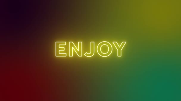 Abstract Enjoy Neon Sign Banner Background Promo Video Concept Motivation — Stock Video