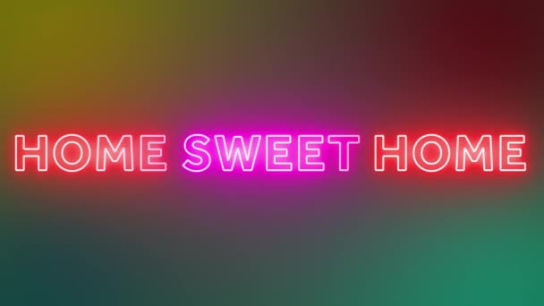 Absztrakt Home Sweet Home Neon Jel Banner Háttér Promo Videó — Stock videók