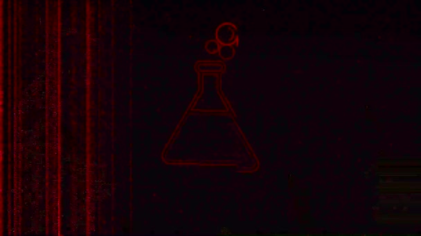 Анімація Барвистого Мультфільму Lab Experiment Над Чорним Фоновим Циклом Лабораторне — стокове відео