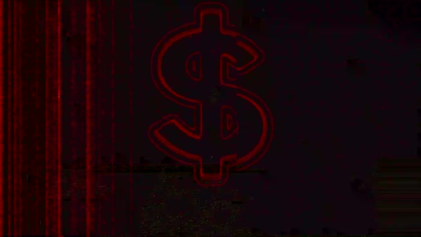 Цифровой Знак Доллара Помехи Помехи Бесшовный Цикл Новые Динамические Финансовые — стоковое видео